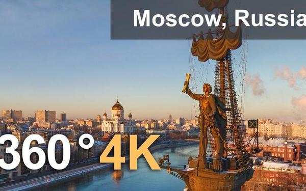【360° VR】莫斯科。从空中俯瞰俄罗斯首都。4k航拍视频