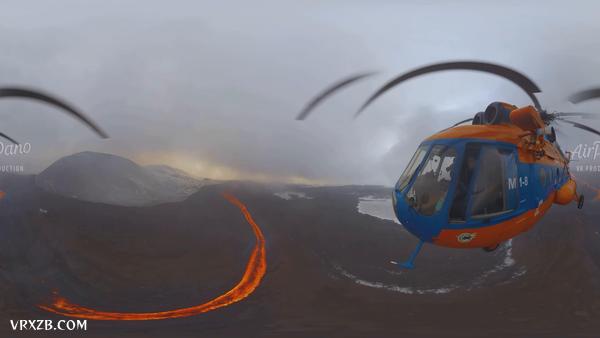 【360° VR】俄罗斯堪察加半岛的Plosky Tolbachik火山爆发，4K航拍视频